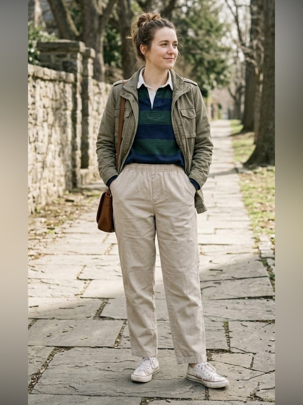3/$25 Vintage Retro Relaxed: Cabin Creek PullOn Trousers Beige/Khaki Gorp Casual